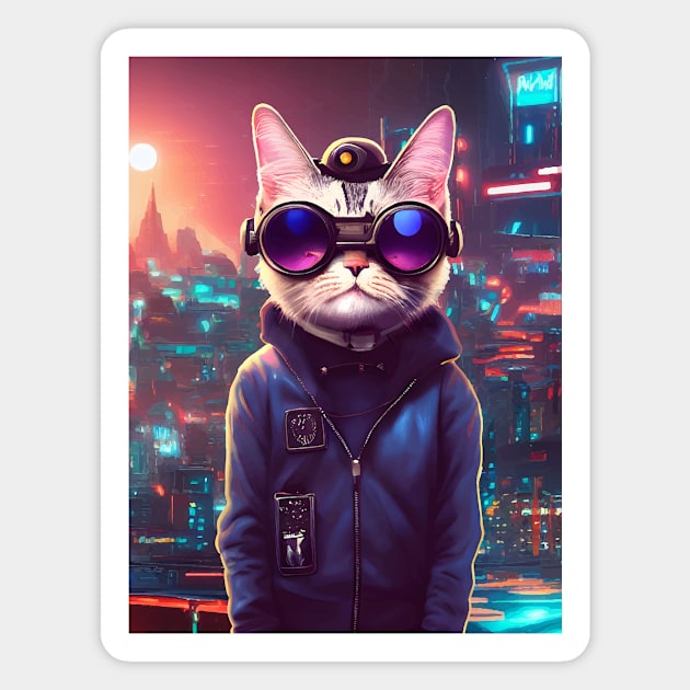 Cool Japanese Techno Cat In Japan Neon City Magnet by star trek fanart and more